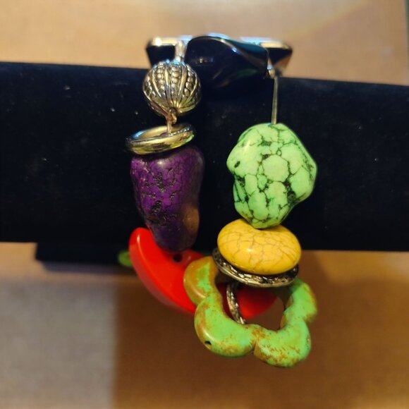 Handmade Narmi Square Polka Dot Watch With Colorful Beaded Stretch Bracelet - Picture 4 of 8